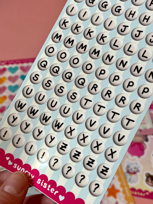 Letter Beads Alphabet Sticker Sheet