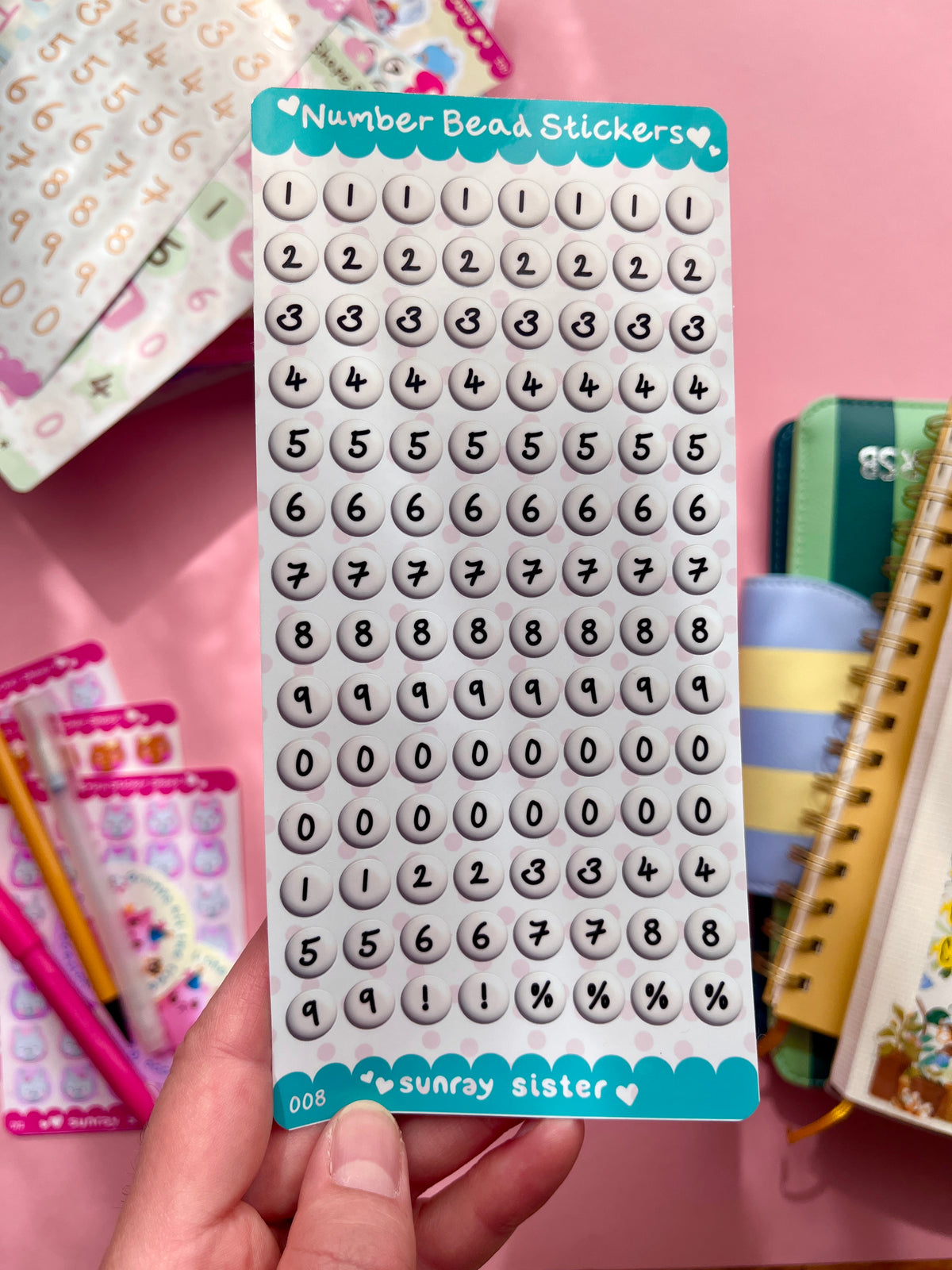 Number Beads Sticker Sheet