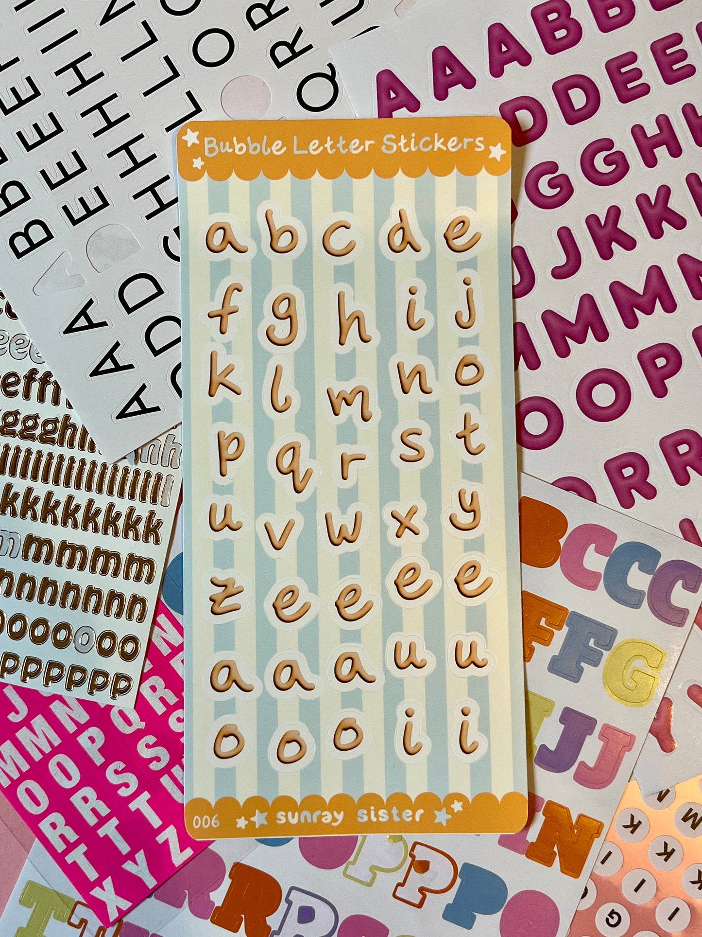 Bubble Alphabet Sticker Sheet
