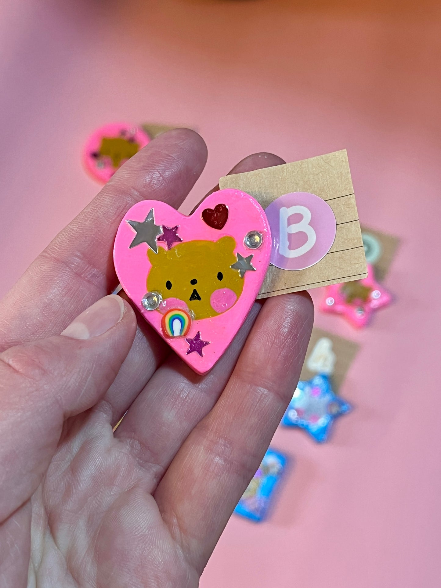Hand Painted Cute Animal Clay Brooches and Magnets