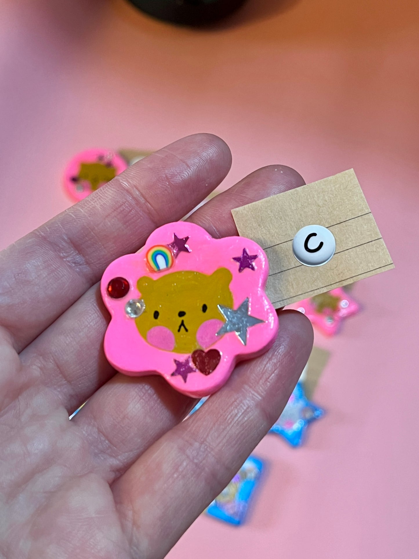 Hand Painted Cute Animal Clay Brooches and Magnets
