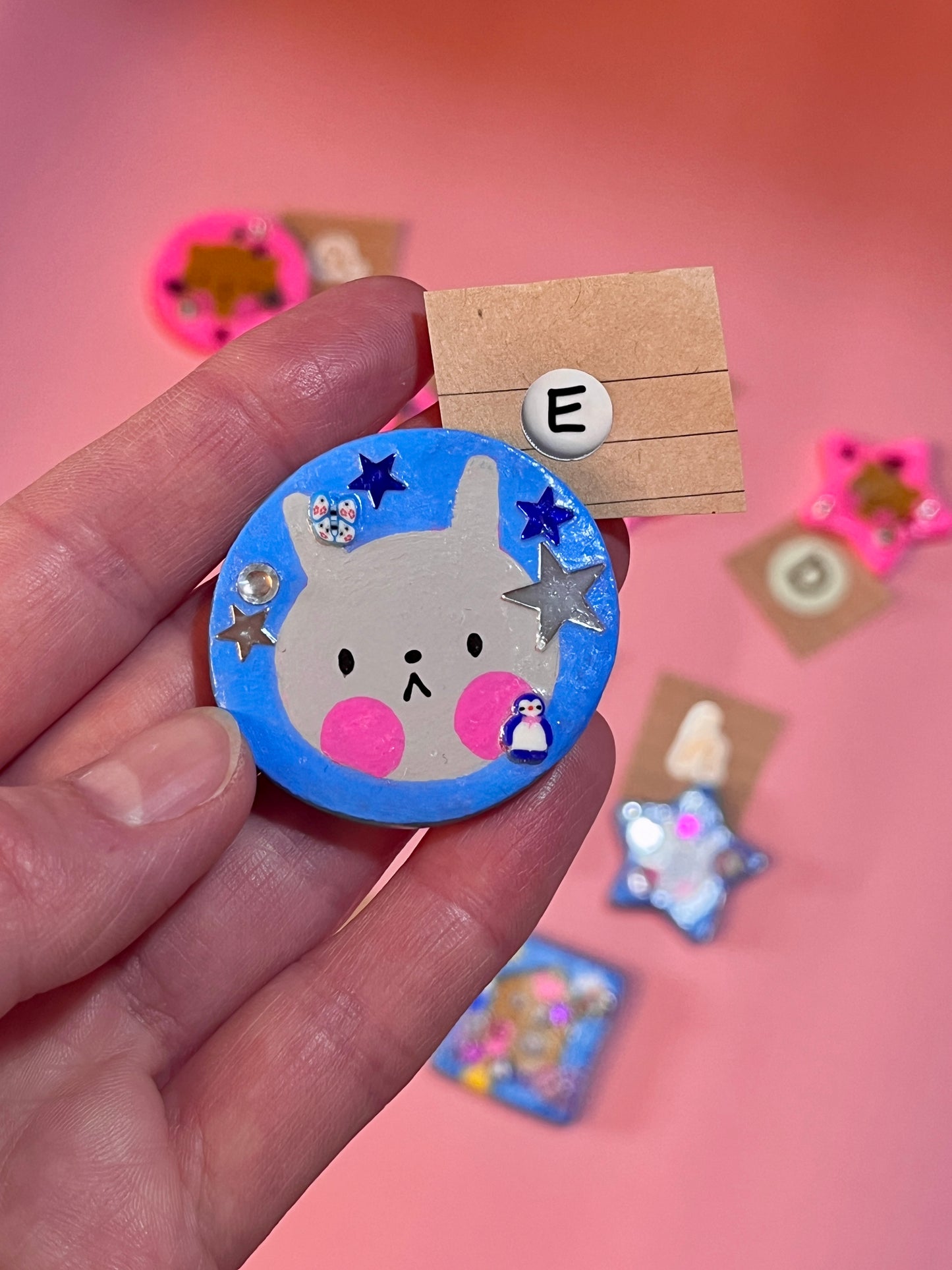 Hand Painted Cute Animal Clay Brooches and Magnets