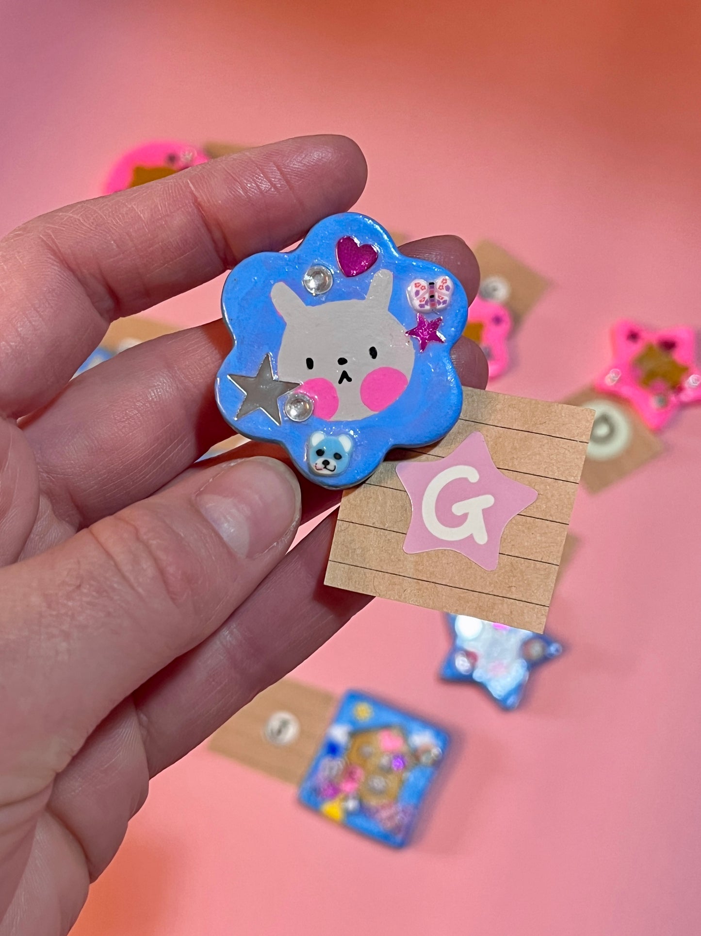 Hand Painted Cute Animal Clay Brooches and Magnets