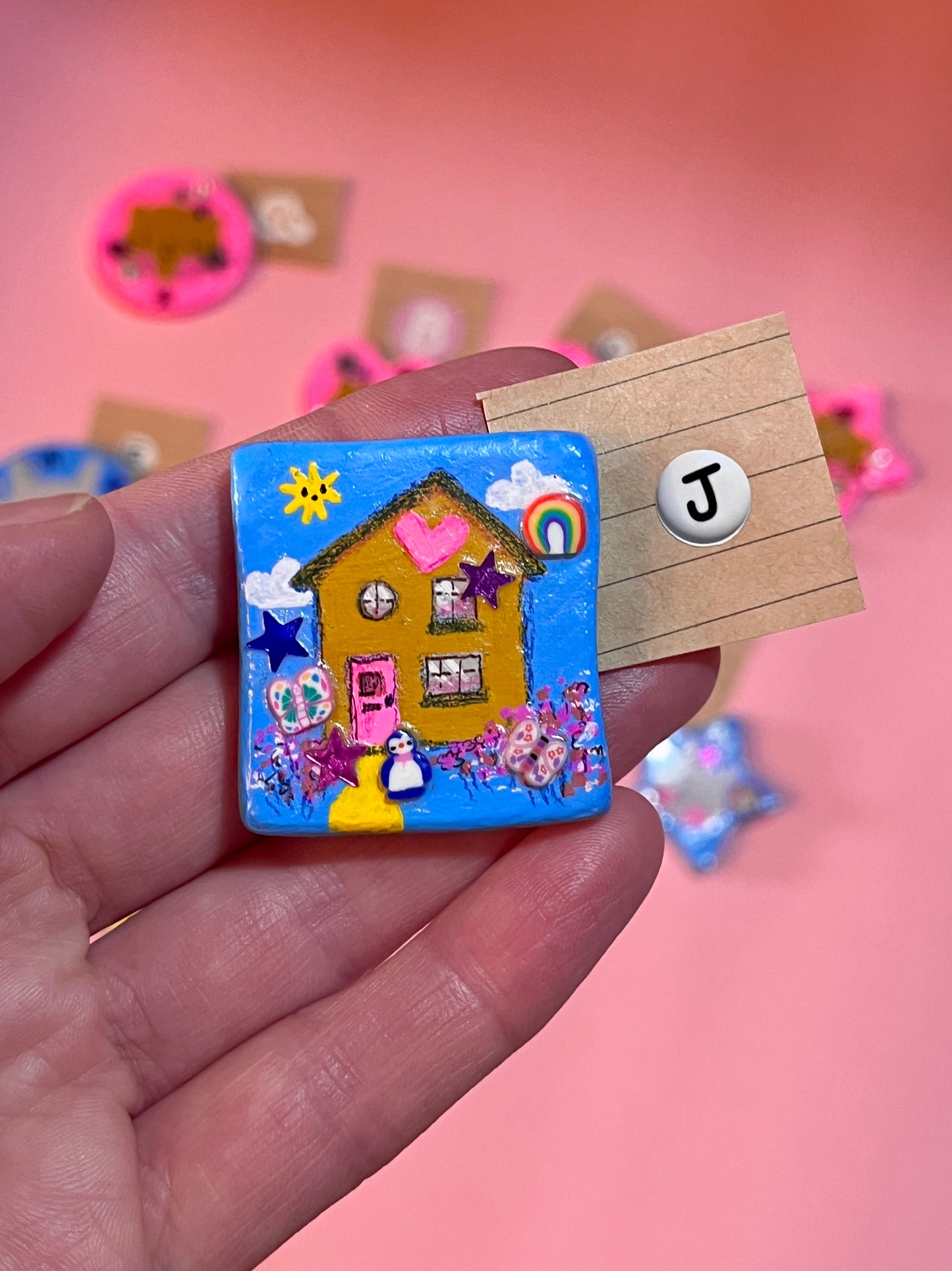 Hand Painted Cute Animal Clay Brooches and Magnets