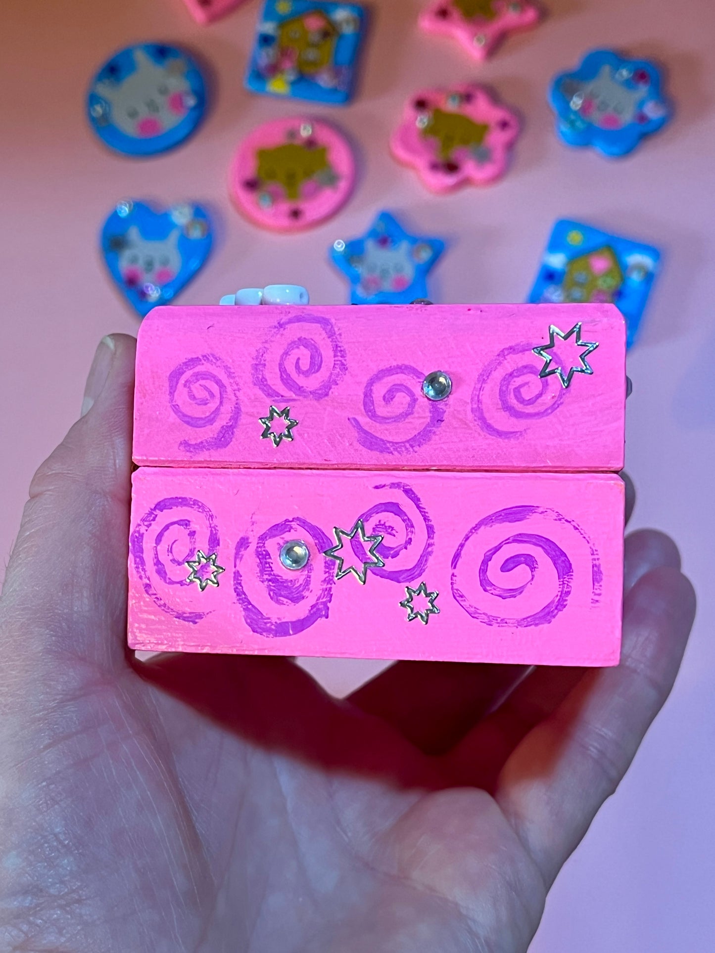 Hand Painted Cute Pink Motivational Snail Wooden Trinket Box