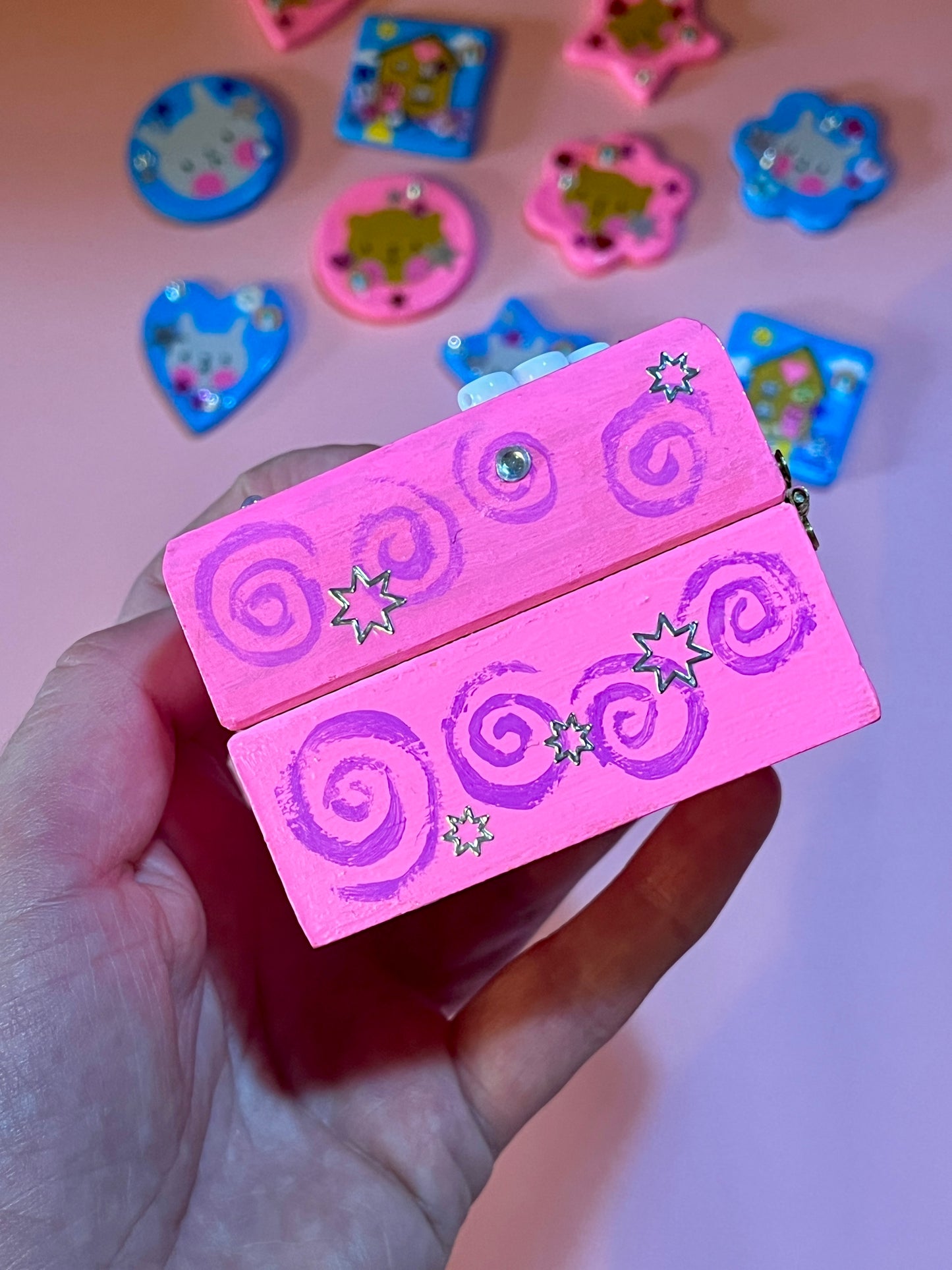 Hand Painted Cute Pink Motivational Snail Wooden Trinket Box